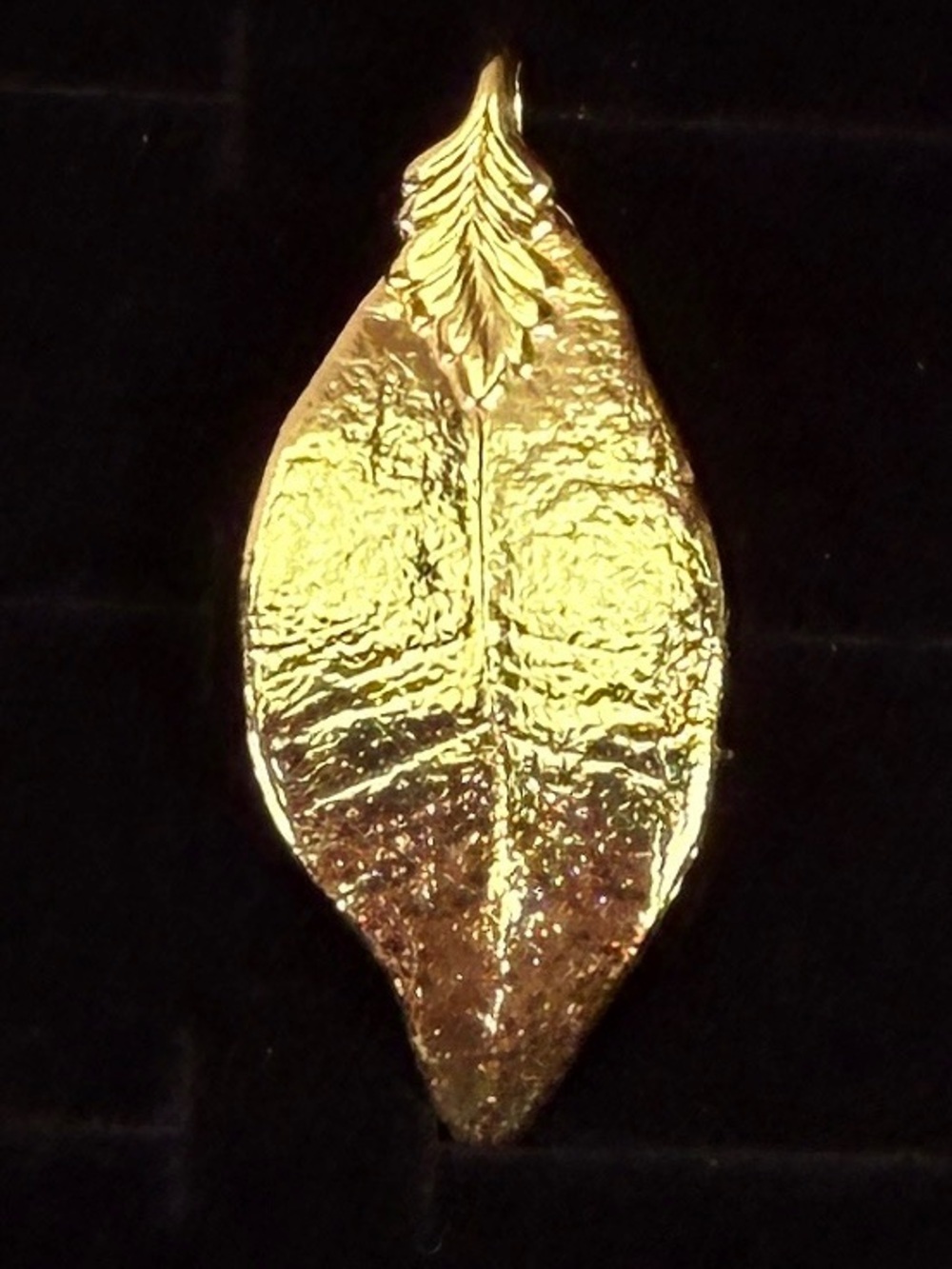 Goldtone Leaf Pendant + free black cord Necklace